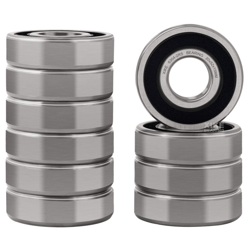 XiKe 10 Pcs 6304-2RS Double Rubber Seal Bearings 20x52x15mm, Pre-Lubricated and Stable Performance and Cost Effective, Deep Groove Ball Bearings. - Image 1